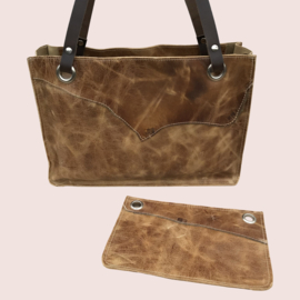 Cognac kleurige leren schoudertas Noor