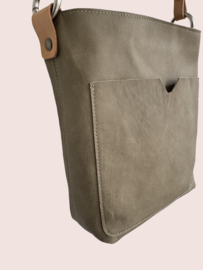 Taupe kleurige leren schoudertas Lot