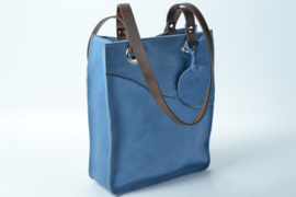 Blauwe leren shopper small