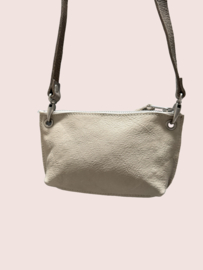 Beige leren schoudertasje Lieve mt S