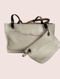 Beige leren schoudertas Suus