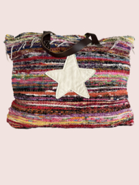 Ibiza strandtas met witte leren ster