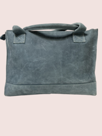 Jeans blauwe leren schoudertas Sam