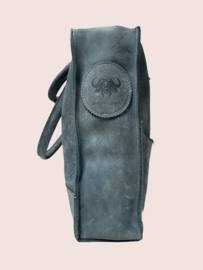 Jeans blauwe leren schoudertas Sam