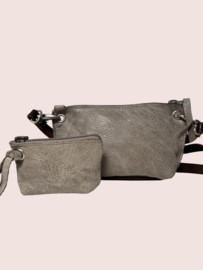Beige leren schoudertasje Lieve mt S