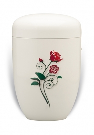 Witte urn met roos