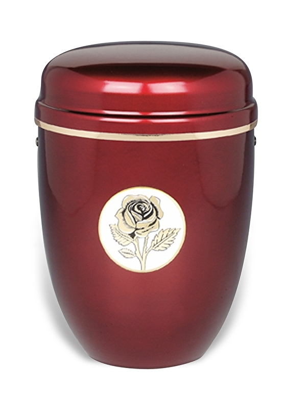 Rode urn met roos