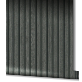Behang met houten lamellen zwart grijs