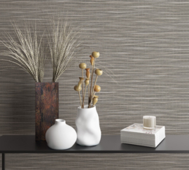 Behang met natuurlijk streepeffect grijs bruin metallic