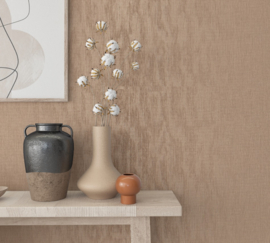 Behang met linnen look bruin beige