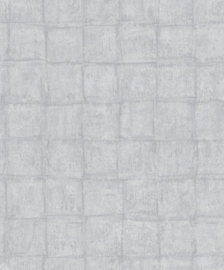 Behang met vierkante tegels grijs blauw