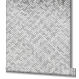 Behang met rotan vlechtwerk grijs