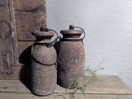 Houten Nepalese kruik met deksel nr. 50 Links