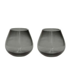 Peervormig Vaas/Windlicht 'Tasman' - Smoke Glass- Verkrijgbaar in 4 maten