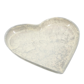 Metalen tray hart white marble