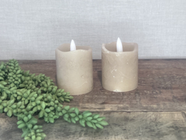 Stompkaars  Ø5CM LED rond  (Set van 2) Taupe