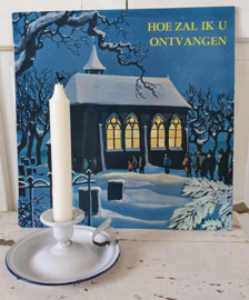 Prachtig Nostalgisch plaatje: Kerst LP  'Hoe zal ik U ontvangen (tbv Refaja-Diaconessenhuis)  + emaille blaker