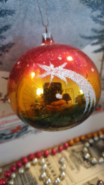 Oude/antieke kerstbal: Prachtige in elkaar overlopende kleuren, met vallende ster.