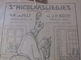 Antiek boekje met 17 (ook onbekende) St. Nicolaasliedjes. R.A. van Pelt en J.H. Boon