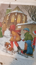 uit ca. 1980: BOEK met PLAAT (single) Vrolijk Kerstfeest. Prachtige illustraties J.C. van Hunnik.