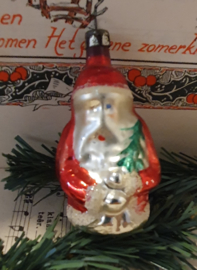 Oude/antieke kerstbal: Kerstman met boom. Czechoslovakia