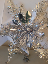 Kerstster van Lametta in zilver, met opzetje