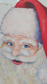 Vintage etalagemateriaal uit 1996: GROTE lieve KERSTMAN. Dubbelzijdig