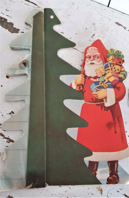 Oude/antieke kerstman met kerstboom Uitvouwbaar KERST