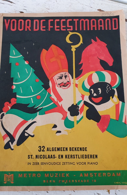 Oud Sinterklaas/kerstboek: VOOR DE FEESTMAAND. 32 St. Nicolaas- en Kersliederen. ca. 1950 - RR