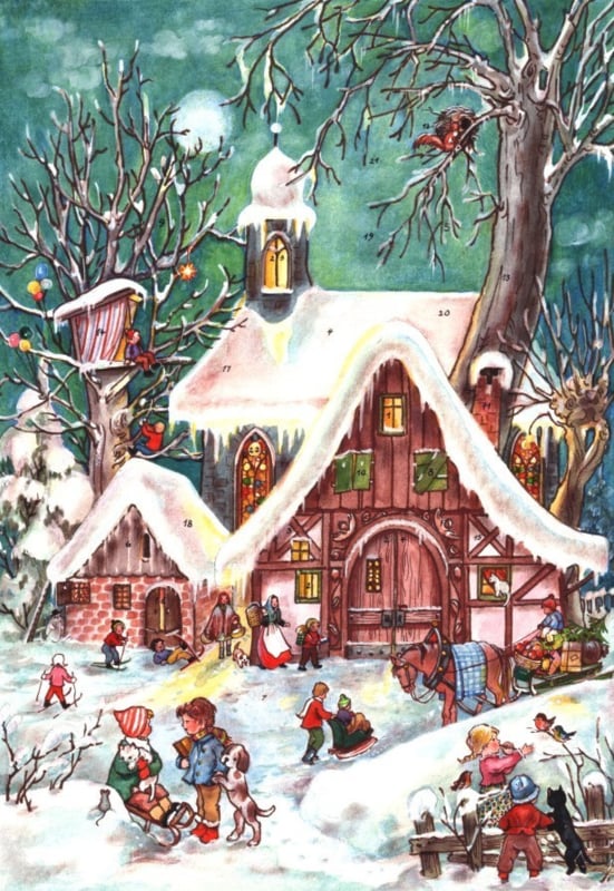 Prachtige Nostalgische Adventskalender Sneeuwpret C Nostalgische Victoriaanse Adventskalenders Decofrills Brocante Antiek Stoer Industrieel Nostalgisch Retro Vintage