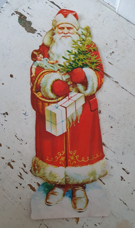 GROTE oude poesieplaat cq Koekplaat van de Kerstman. 31,5 cm. hoog!