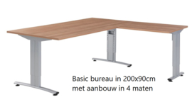 Huislijn Basic bureau 200x90cm met aanbouw 46x80cm (en andere maten)