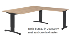 Huislijn Basic bureau 200x90cm met aanbouw 46x80cm (en andere maten)