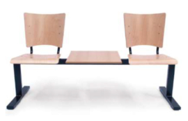 Wachtbank model 8805  2-zits hout met tafelblad