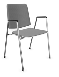 Zaalstoel Brunner First Place 4555A kunststof schaal, armleggers beklede zitting en rug