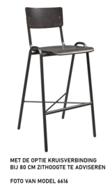 Barkruk houten zitting en rug model  6626  6606  6616 (67, 76 of 80 cm hoog)
