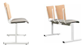 Wachtbank model 8812   2-zits met beklede zitting