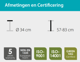 Kruk / taboeret hoog, stoffen zitting, kunststof onderstel