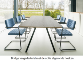 Vergadertafel Bridge recht 240cm ronde poot