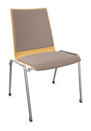 Zaalstoel Brunner First Place 4505 met houten schaal en beklede zitting en rug