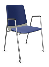 Zaalstoel Brunner First Place 4555A kunststof schaal, armleggers beklede zitting en rug