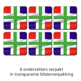 Set 6 onderzetters Groninger vlag