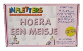 Opblaasletters roze  H35cm hoera een meisje