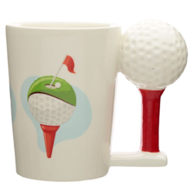 Golfbal & Tee - Gevormd Handvat Keramiek Mok