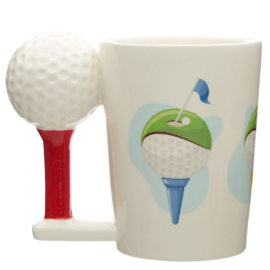 Golfbal & Tee - Gevormd Handvat Keramiek Mok