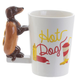Worstenhond Hot Dog - Gevormd Handvat Keramiek Mok