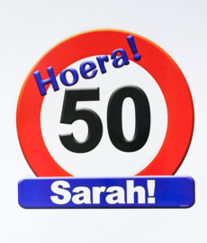 Huldeschild  Sarah 50 jaar