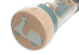 Houten regenrammelaar blauw