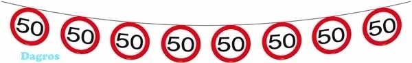 Vlaggenlijn Verkeersbord 50 jaar 12m