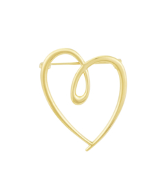 Broche Crazy hart goudkleur